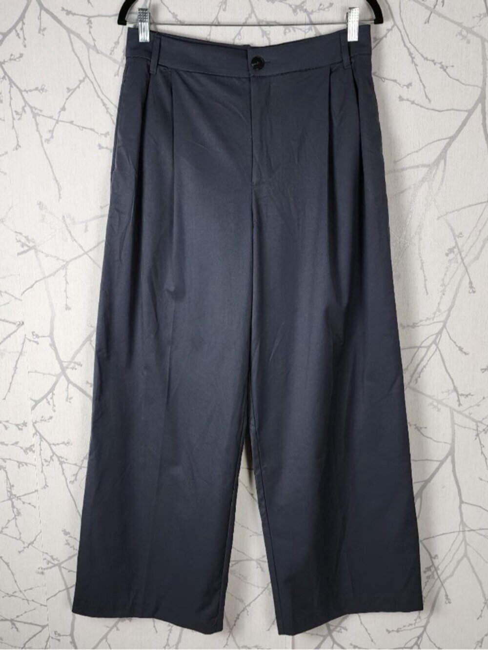 Zara NWT Navy High Rise Pleated Wide Leg Trousers